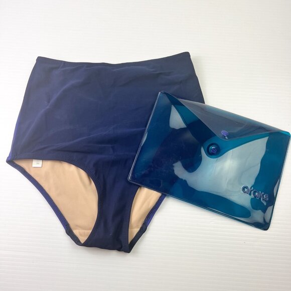Araks High Waisted Full Coverage Swim Bikini Bottom Size XS Blue Cutout Back - Picture 7 of 7